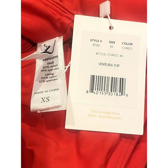 NWT Andie The Ventura Top Maximum Scoop Neck Max Support Removable Cups XS Red - Picture 7 of 15